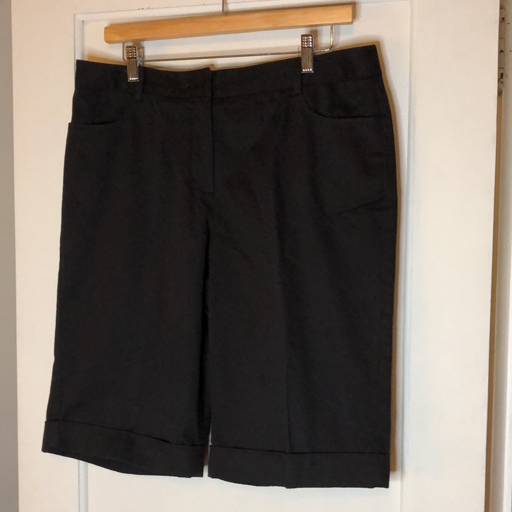 Sag Harbor size 12P Jet black stretch high rise.Bermuda shorts. Cuffed. NWOT